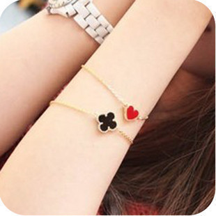 1045 м ׼ Ƽ    Ŭι     /1045 fashion accessories vintage enamel four leaf clover bracelet love small peach heart